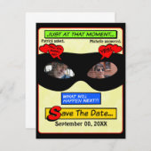 Superheld Bewaar de datum Save The Date (Voorkant / Achterkant)