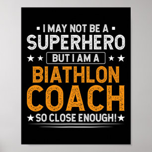 Superheld Biathlon Coach Grappig Biathlon Coach Hu Poster