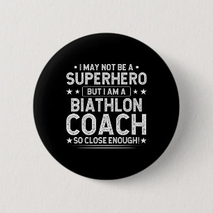 Superheld Biathlon Coach Grappig Biathlon Coach Hu Ronde Button 5,7 Cm
