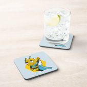 Superheld bij cartoon drank coaster bier onderzetter (Rechterzijde)