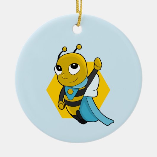 Superheld bij cartoon keramisch ornament (Voorkant)