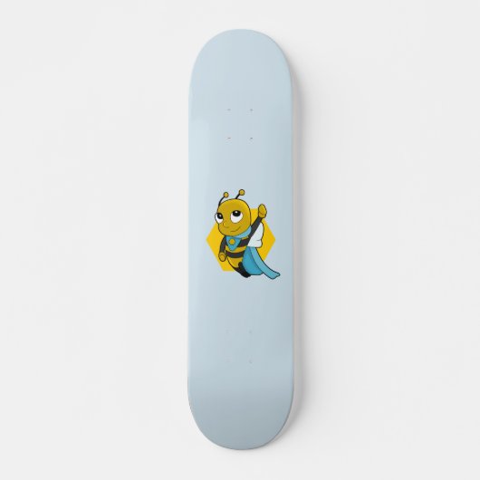 Superheld bij cartoon skateboard (Voorkant)