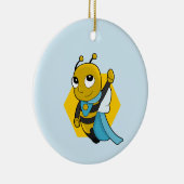 Superheld-bijencartoon Keramisch Ornament (Rechts)