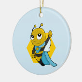 Superheld-bijencartoon Keramisch Ornament (Links)
