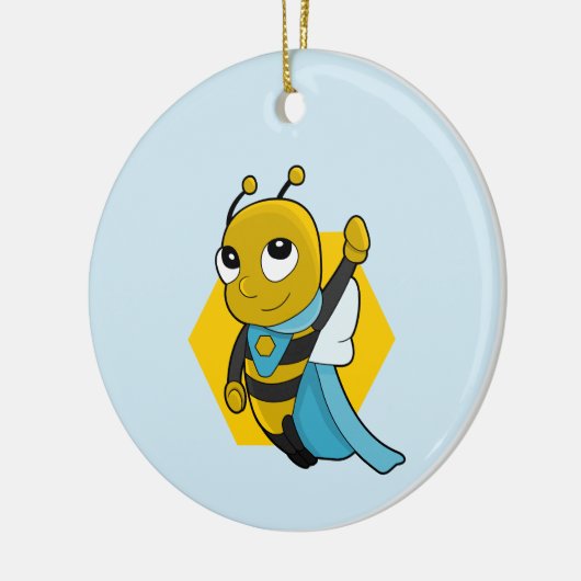 Superheld-bijencartoon Keramisch Ornament (Links)