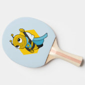 Superheld-bijencartoon pingpong-peddel tafeltennisbatje (Zijkant)