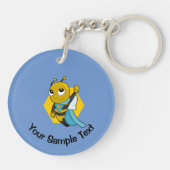 Superheld-bijencartoon Sleutelhanger (Achterkant)