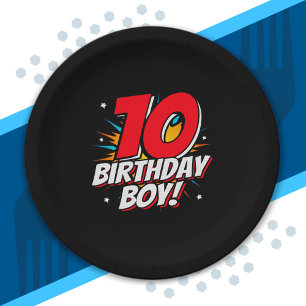 Superheld Birthday - 10 jaar oud - 10e verjaardag Papieren Bordje