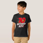 Superheld Birthday - 10 jaar oud - 10e verjaardag T-shirt (Voorkant volledig)