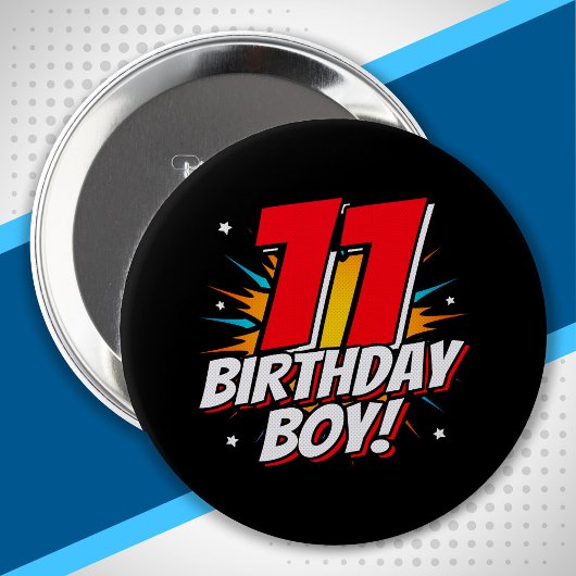 Superheld Birthday - 11 jaar oud - 11e verjaardag Ronde Button 4,0 Cm