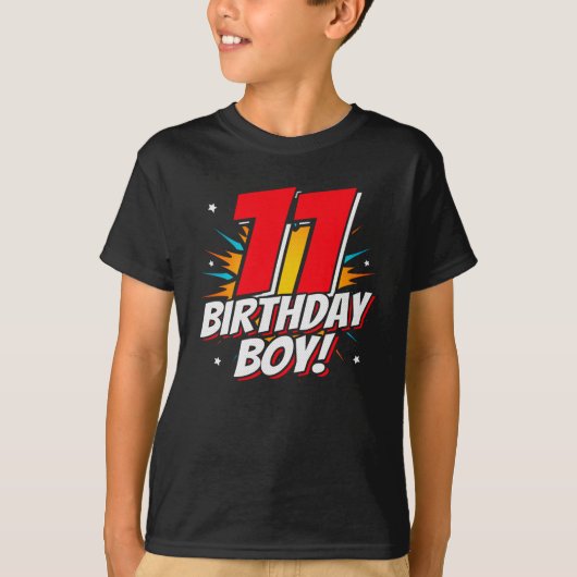 Superheld Birthday - 11 jaar oud - 11e verjaardag T-shirt (Voorkant)