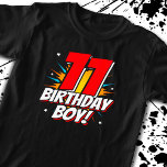 Superheld Birthday - 11 jaar oud - 11e verjaardag T-shirt<br><div class="desc">Dit coole 11e verjaardagsjonsontwerp is perfect voor een superheld verjaardagsfeestje! Geweldig voor elke 11-jarige jongen die van stripboeken houdt,  superhelden of schurken met superkrachten! Met 11e verjaardag "11-jarige jongen!" citaat voor gelukkige verjaardag in een superheld uit een stripboek dat de 11-jarige superverjaardagsjongen zal liefhebben!</div>