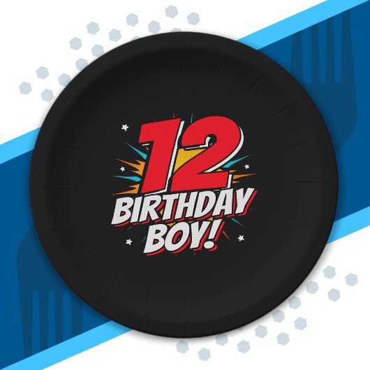 Superheld Birthday - 12 jaar oud - 12e verjaardag Papieren Bordje