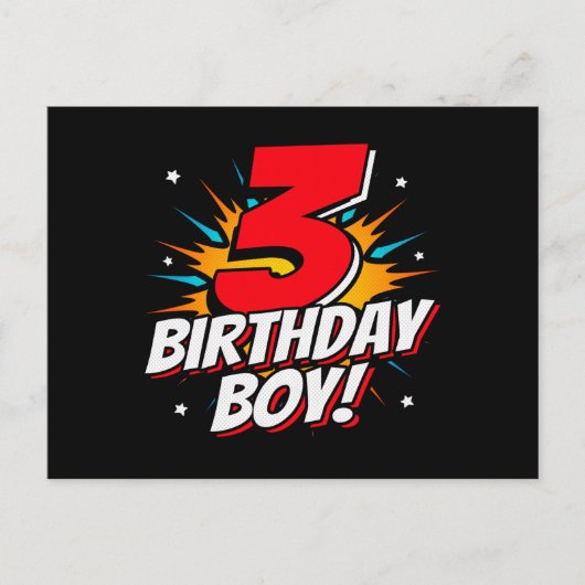 Superheld Birthday Boy - 3 jaar - 3 jaar - derde v Briefkaart (Voorkant)