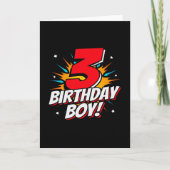 Superheld Birthday Boy - 3 jaar - 3 jaar - derde v Kaart (Voorkant)