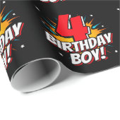 Superheld Birthday Boy - 4 jaar oud - 4de verjaard Cadeaupapier (Rol Hoek)