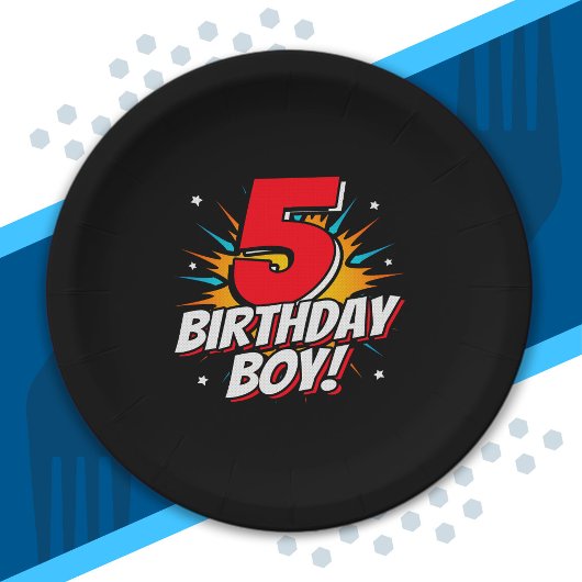 Superheld Birthday Boy - 5 jaar - 5 jaar - vijfde Papieren Bordje