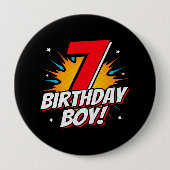 Superheld Birthday Boy - 7 jaar oud - 7de verjaard Ronde Button 4,0 Cm (Voorkant)