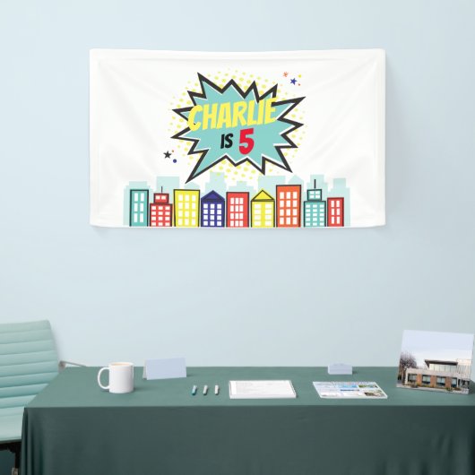 Superheld Birthday Boy Banner Backdrop (Beurs)