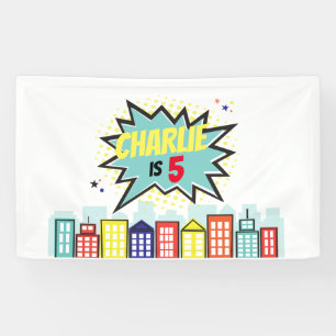 Superheld Birthday Boy Banner Backdrop
