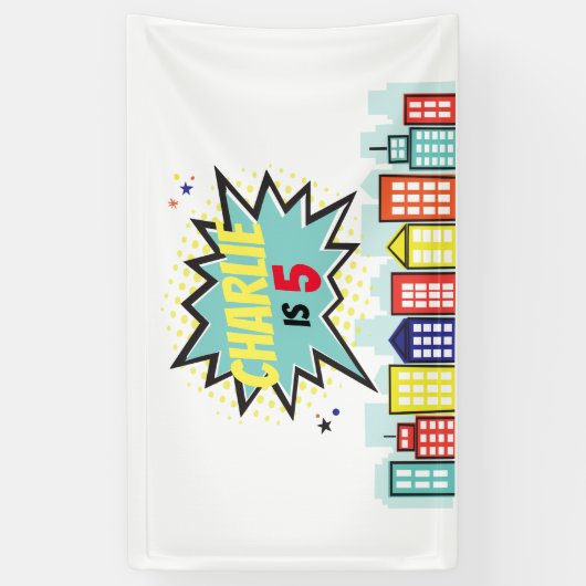 Superheld Birthday Boy Banner Backdrop (Verticaal)