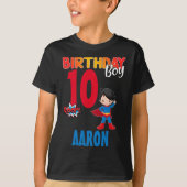 Superheld Birthday Boy Colorful Custom T-shirt (Voorkant)