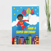 Superheld Birthday Diverse Black Kaart (Voorkant)