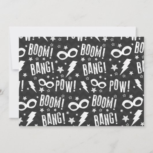 Superheld Birthday Invitation Superheld Party Kaart (Achterkant)