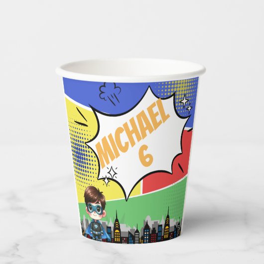 Superheld Birthday Papieren Bekers (Voorkant)