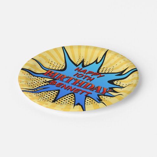 Superheld Birthday Papieren Bordje (Gekanteld)