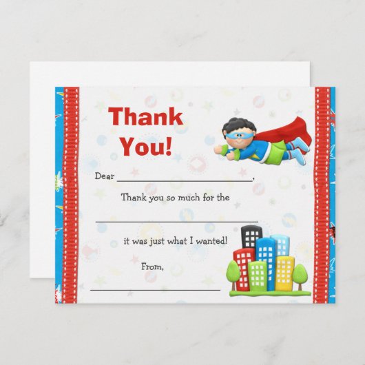 Superheld Birthday Party Bedankt (Voorkant / Achterkant)