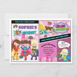 Superheld Birthday Party Girl Power Super Hero Kaart