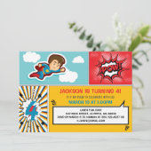 Superheld Birthday Party Invitation - Boy Colors Kaart (Staand voorkant)