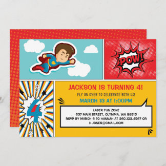 Superheld Birthday Party Invitation - Boy Colors Kaart