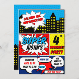 Superheld Birthday Party Invitation Kaart