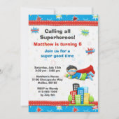 Superheld Birthday Party Invitation Kaart (Voorkant)