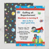 Superheld Birthday Party Invitation Kaart (Voorkant / Achterkant)