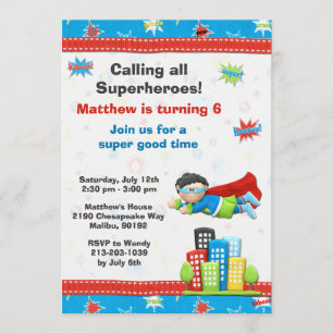 Superheld Birthday Party Invitation Kaart