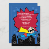 Superheld Birthday Party Invitation Kaart (Voorkant / Achterkant)