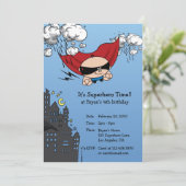 Superheld Birthday Party Invitation Kaart (Staand voorkant)