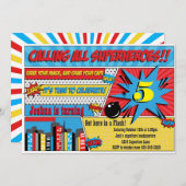 Superheld Birthday Party Invitation Kaart (Voorkant / Achterkant)