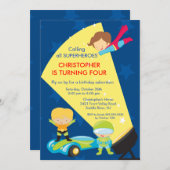 Superheld Birthday Party Invitation Kaart (Voorkant / Achterkant)