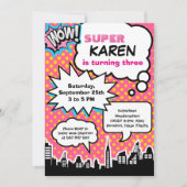 Superheld Birthday Party Invitation Kaart (Voorkant)