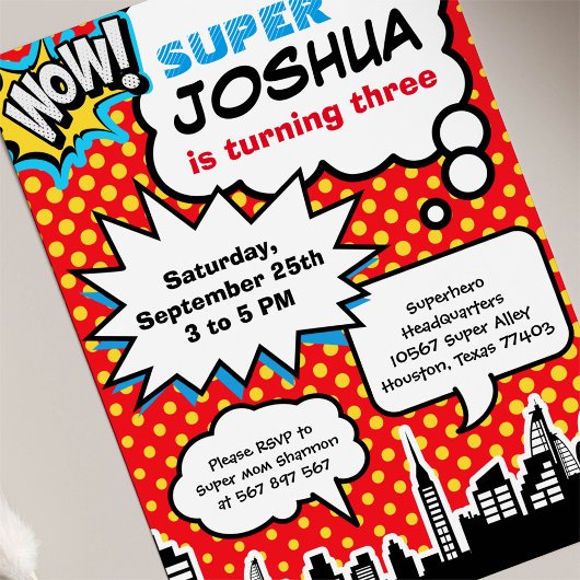Superheld Birthday Party Invitation Kaart