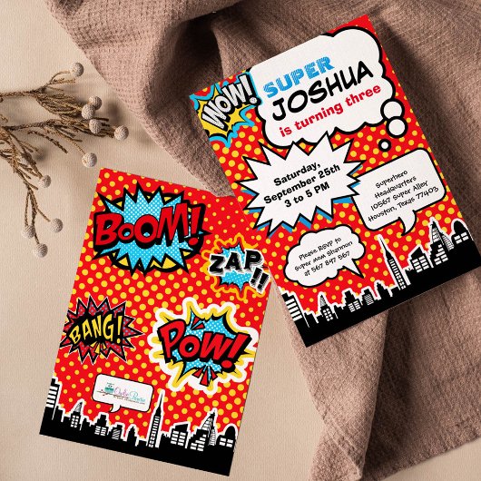 Superheld Birthday Party Invitation Kaart