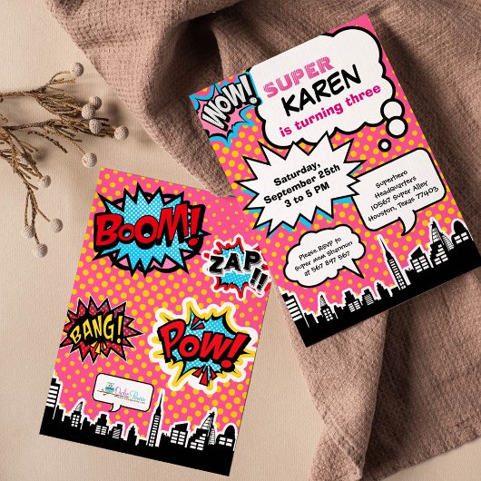 Superheld Birthday Party Invitation Kaart