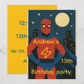 Superheld Birthday Party Invitation Kaart (Voorkant / Achterkant)