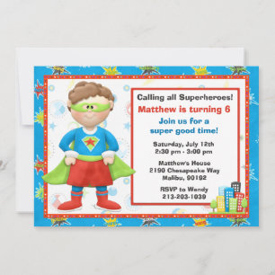 Superheld Birthday Party Invitation Kaart