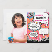 Superheld Birthday Party Invitation Kaart (Voorkant)