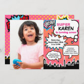 Superheld Birthday Party Invitation Kaart (Voorkant / Achterkant)